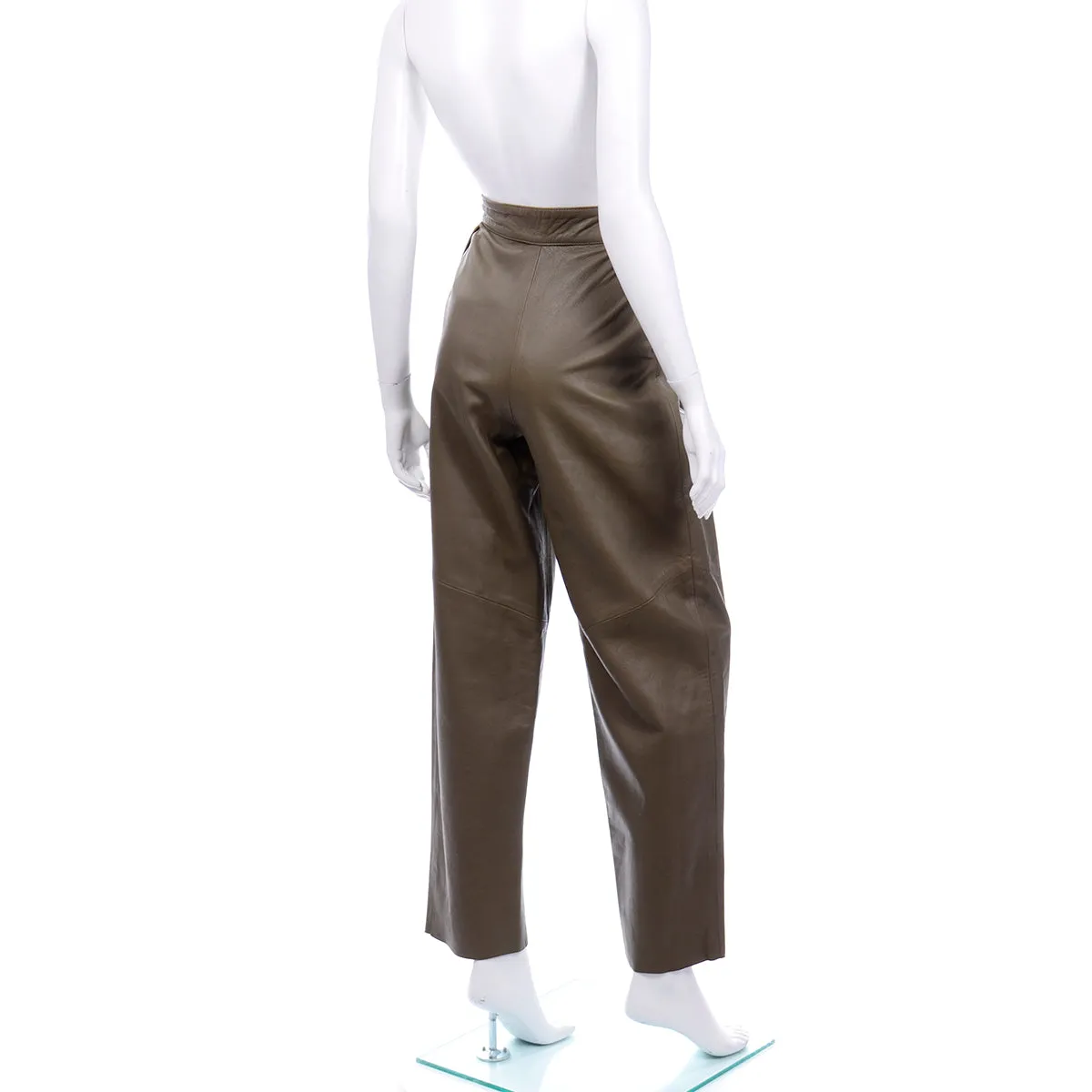 1980s Olive Green Leather Pants