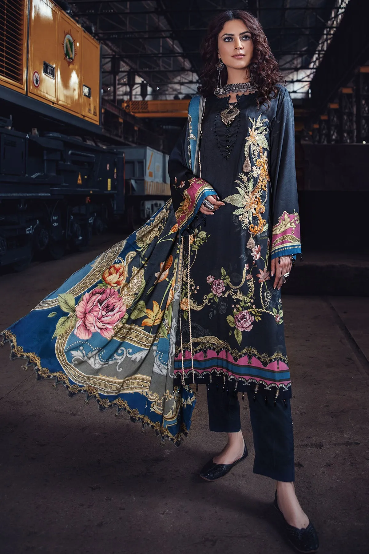 2570-CHARCOAL DIGITAL PRINTED LINEN UNSTITCHED