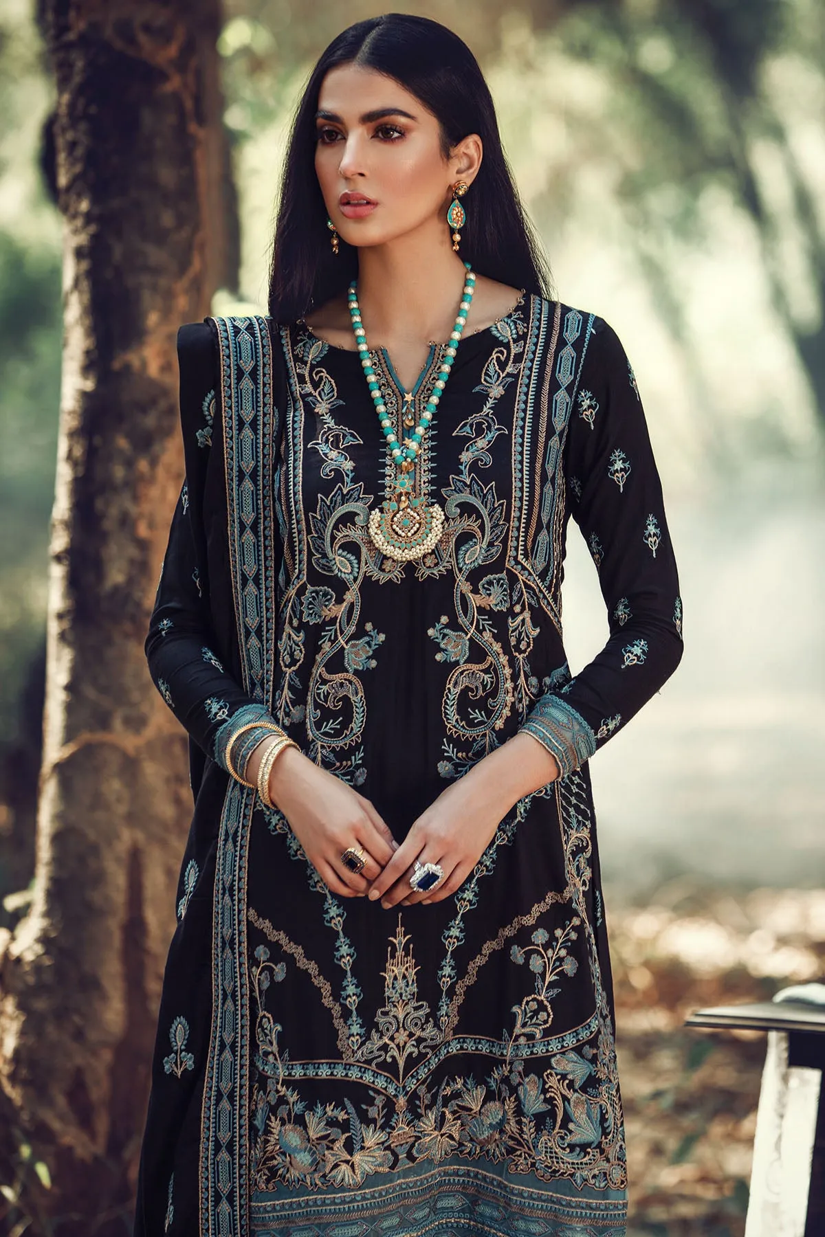 2706-MIDNIGHT EMBROIDERED LINEN UNSTITCHED