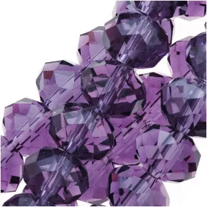 Amethyst Purple Glass Faceted Rondelle Beads 6x8mm (16 Inch Strand)