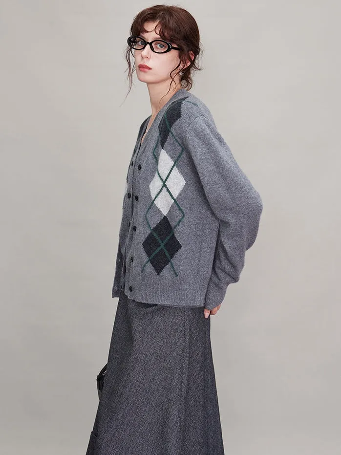 Argyle Knitted Vest Or Cardigan_BDHL6630