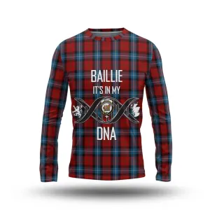 Baillie of Polkemmet Red Tartan Long Sleeve T-Shirt with Family Crest DNA In Me Style
