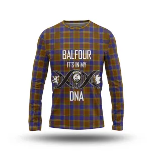 Balfour Tartan Long Sleeve T-Shirt with Family Crest DNA In Me Style
