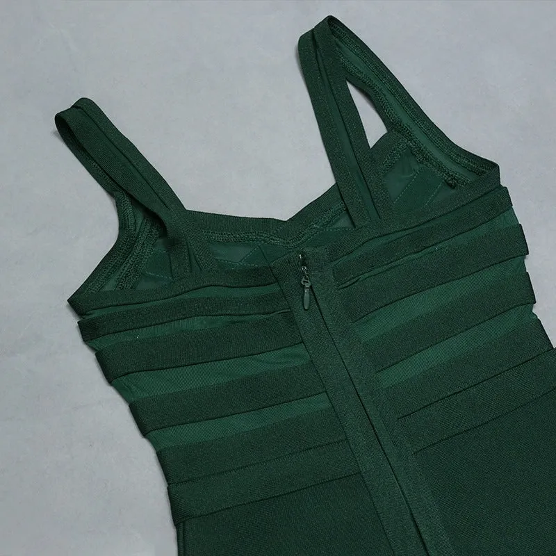 Bandage Dress Mesh Patchwork See Through Sexy Midi Women Dress Elegant Party Clubwear Bodycon Dress