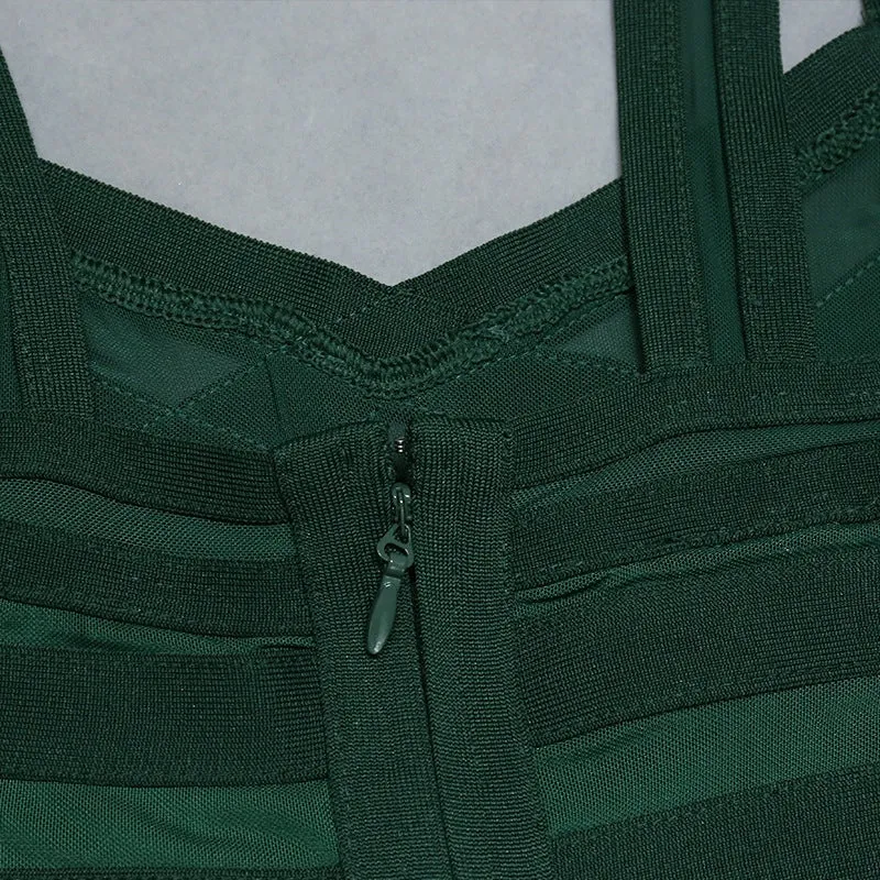 Bandage Dress Mesh Patchwork See Through Sexy Midi Women Dress Elegant Party Clubwear Bodycon Dress