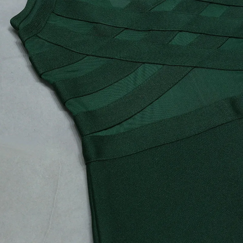 Bandage Dress Mesh Patchwork See Through Sexy Midi Women Dress Elegant Party Clubwear Bodycon Dress