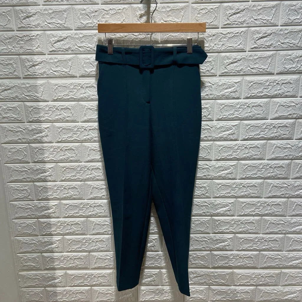 Belted High Waist Trouser Pants