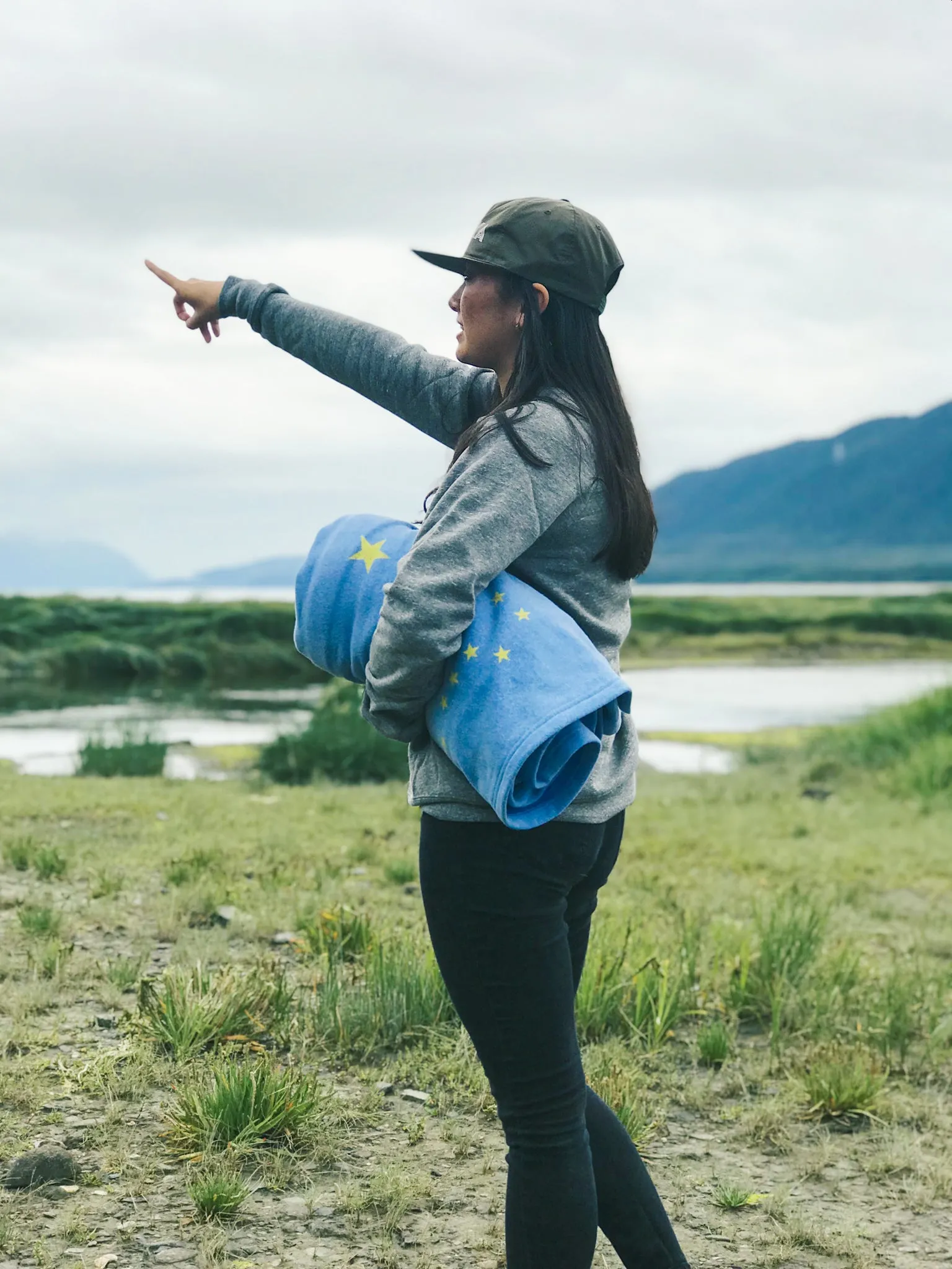 Blanket - Blue with Alaska Flag