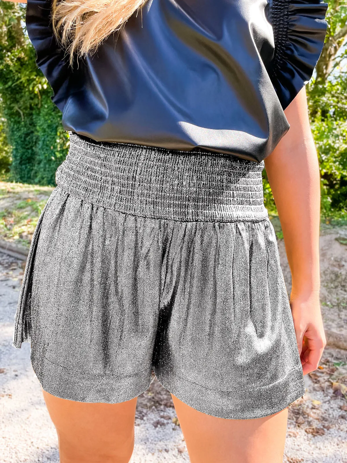 Bring The Drama Sparkly High-Waist Shorts