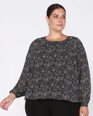 Bristol Elastic Waist Long Sleeve Top | Black / White