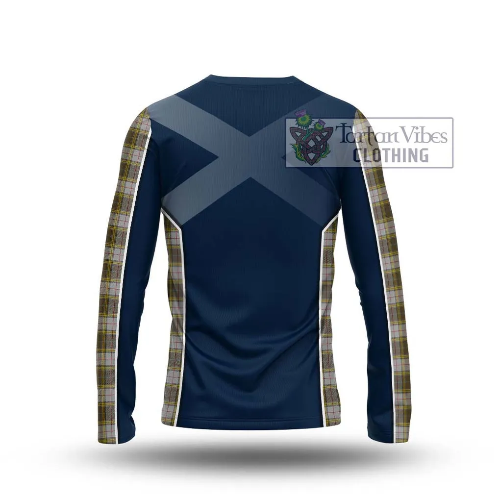 Buchanan Dress Tartan Long Sleeve T-Shirt with Family Crest and Lion Rampant Vibes Sport Style