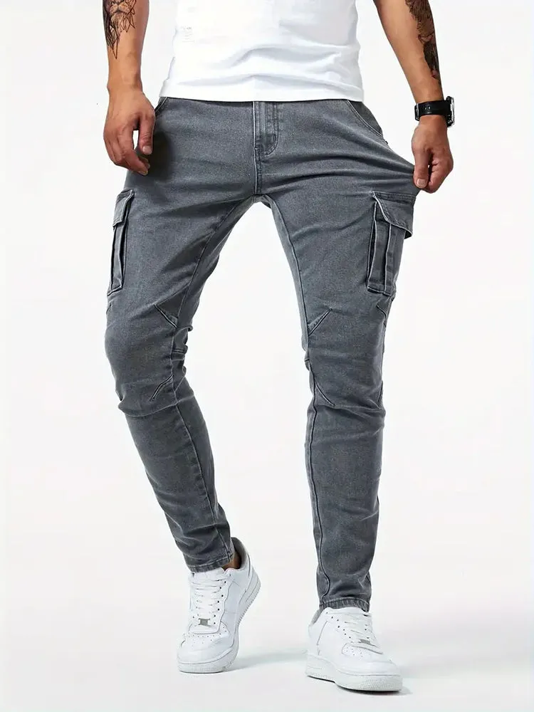 Cargo Denim Multi-Pocket Jeans