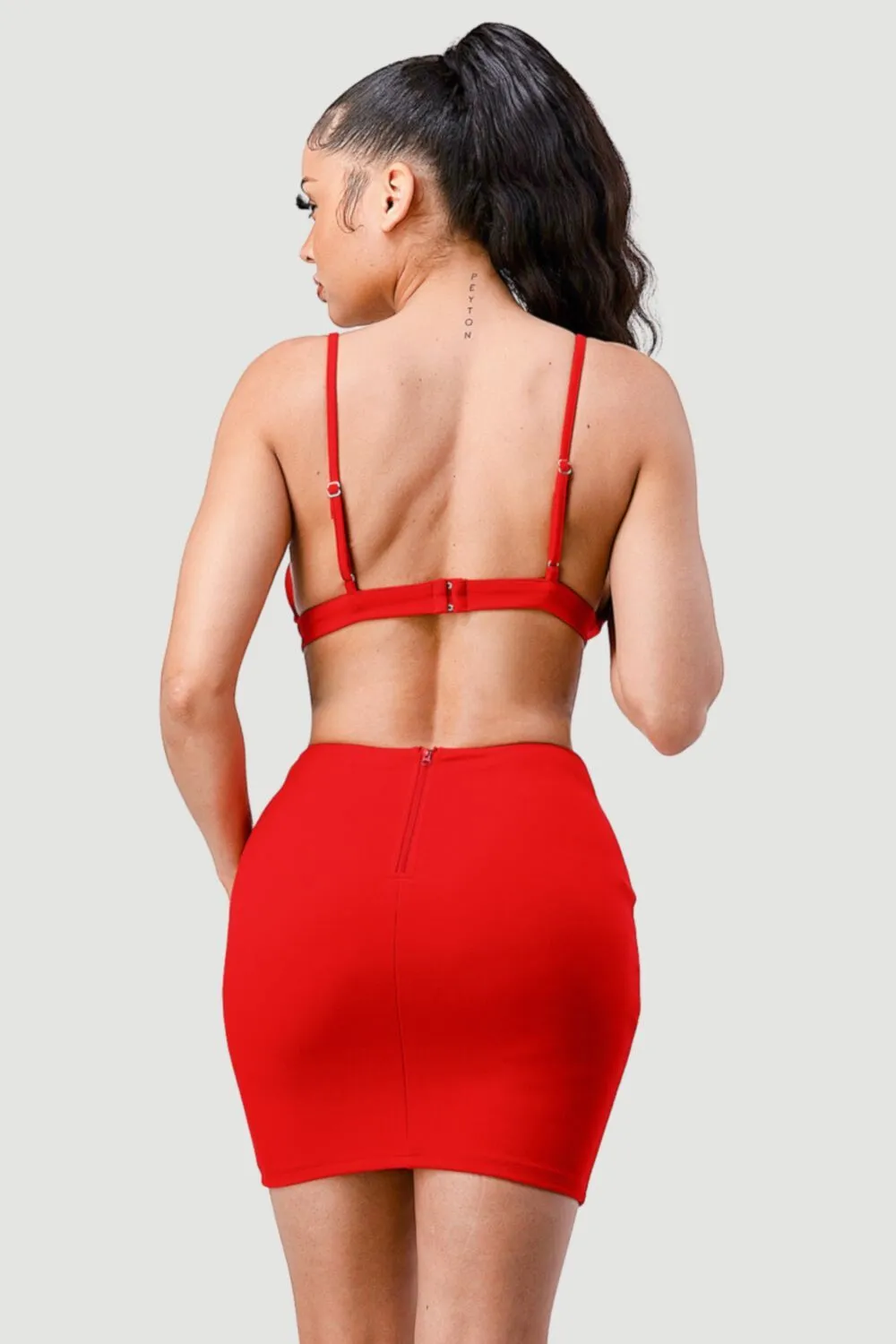CHIC SIDE CUTOUT OPEN BACK BODYCON MINI DRESS