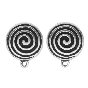 Clip On Earrings, Spiral 17mm, Silver Plated Pewter, by TierraCast (1 Pair)
