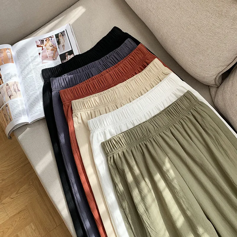 Cotton Blend Lantern Pants Women Summer Loose High Waist Drape Line Harem Casual Thin Carrot Jogger Pants