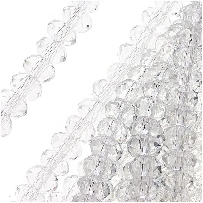 Crystal Clear Glass Faceted Rondelle Beads 3x4mm (1 Strand)