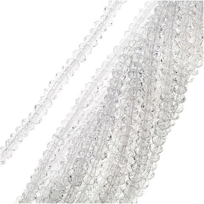 Crystal Clear Glass Faceted Rondelle Beads 3x4mm (1 Strand)