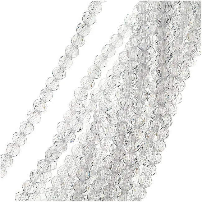 Crystal Clear Glass Faceted Round Beads 4mm (1 Strand)