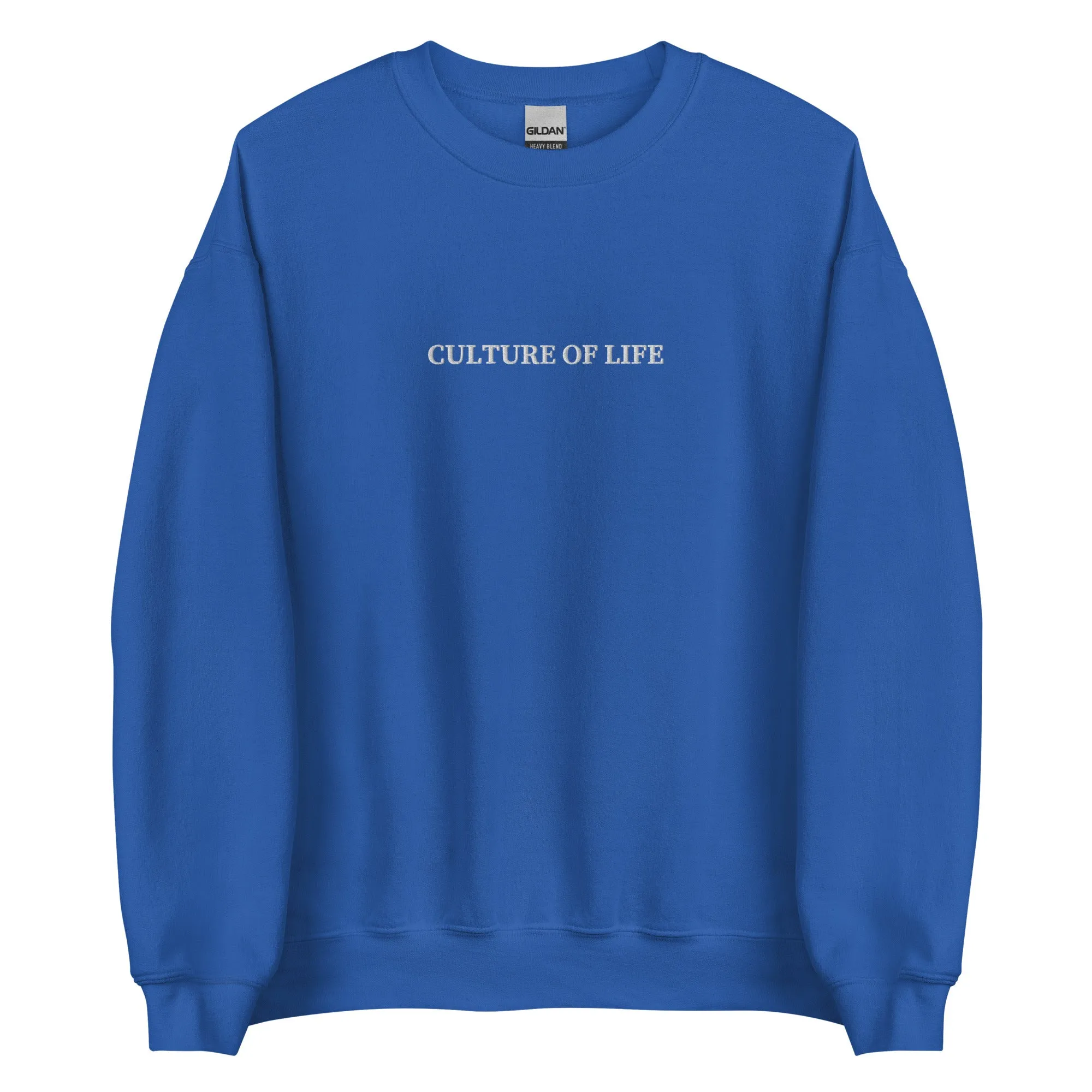 Culture of Life Classic Embroidered Crewneck - White Font