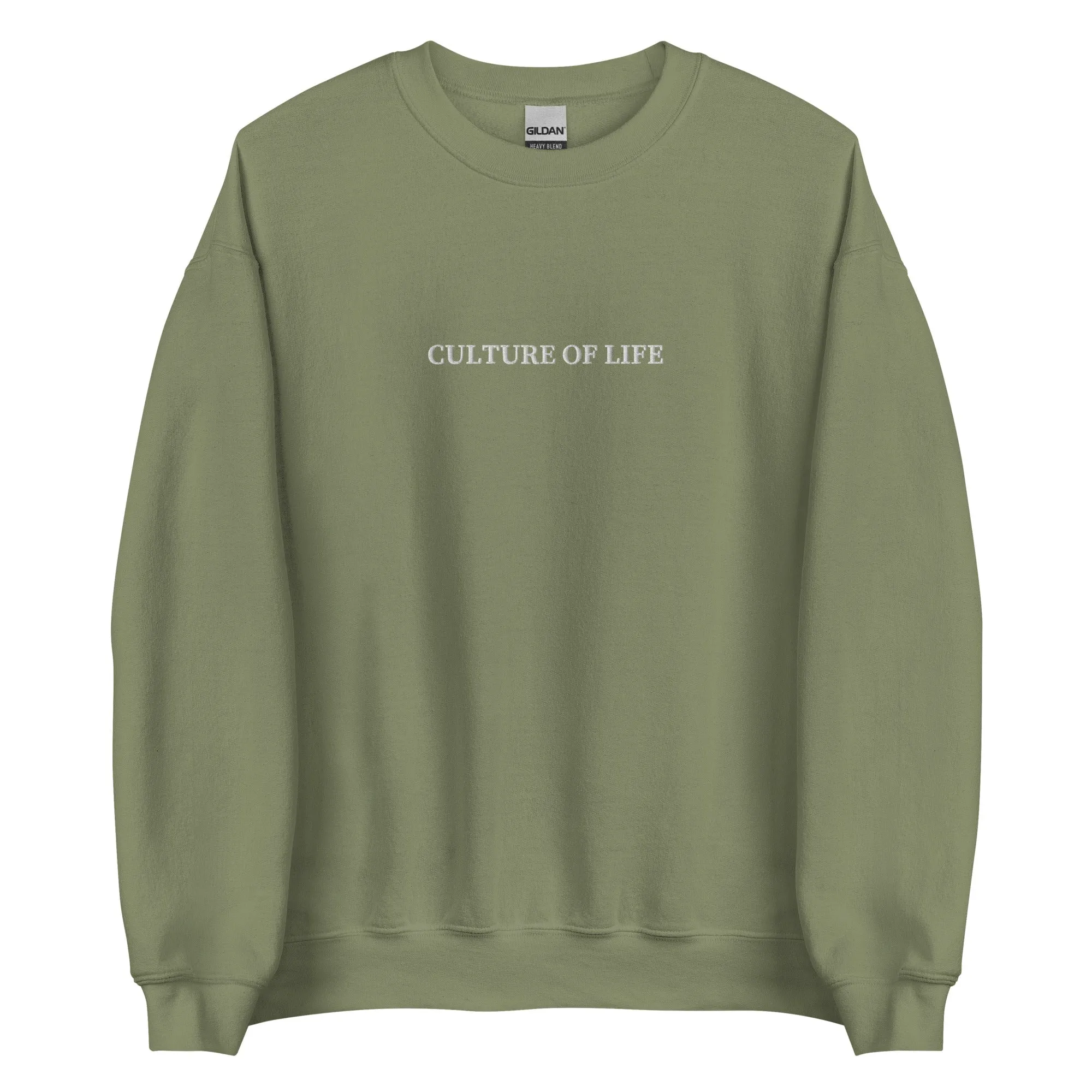 Culture of Life Classic Embroidered Crewneck - White Font