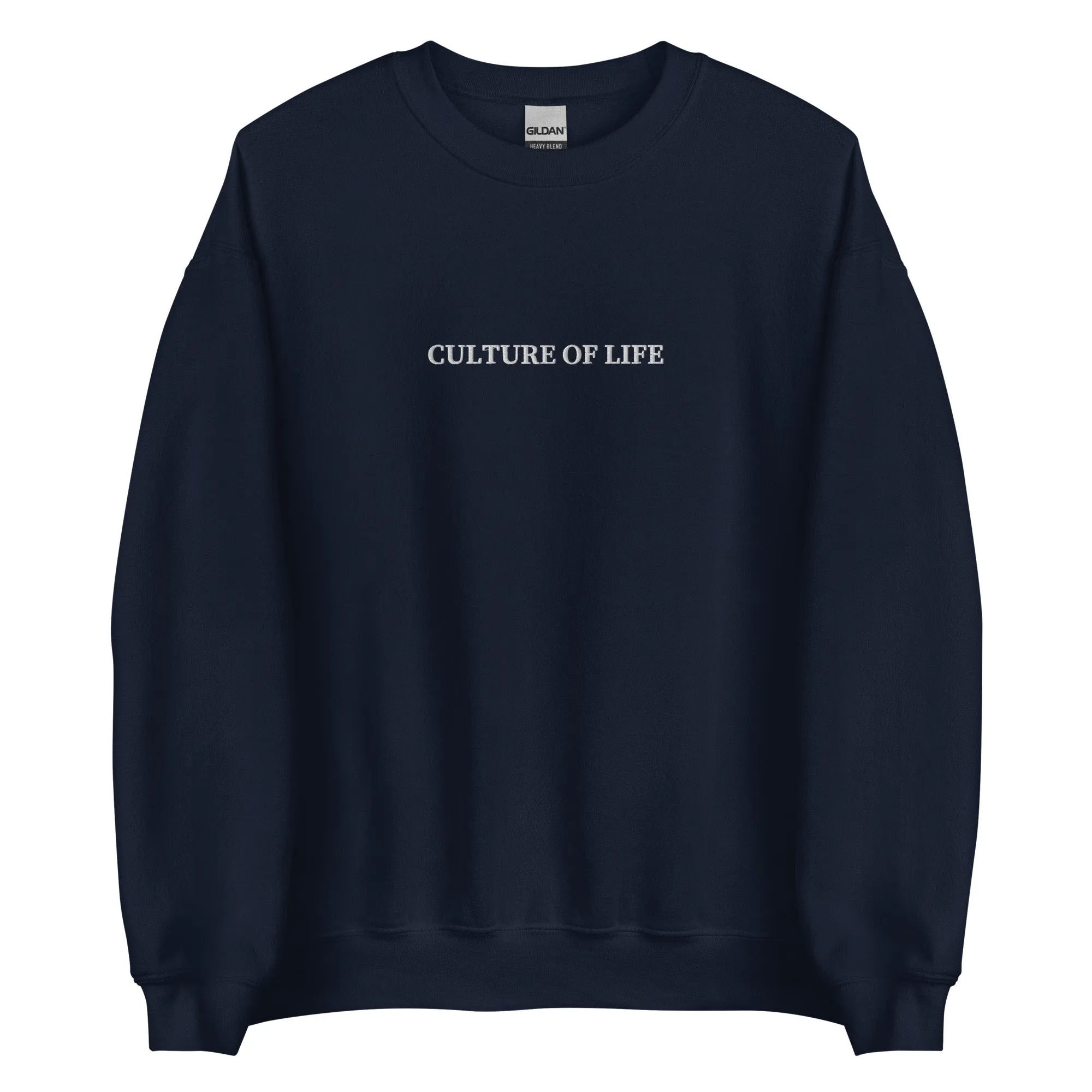 Culture of Life Classic Embroidered Crewneck - White Font