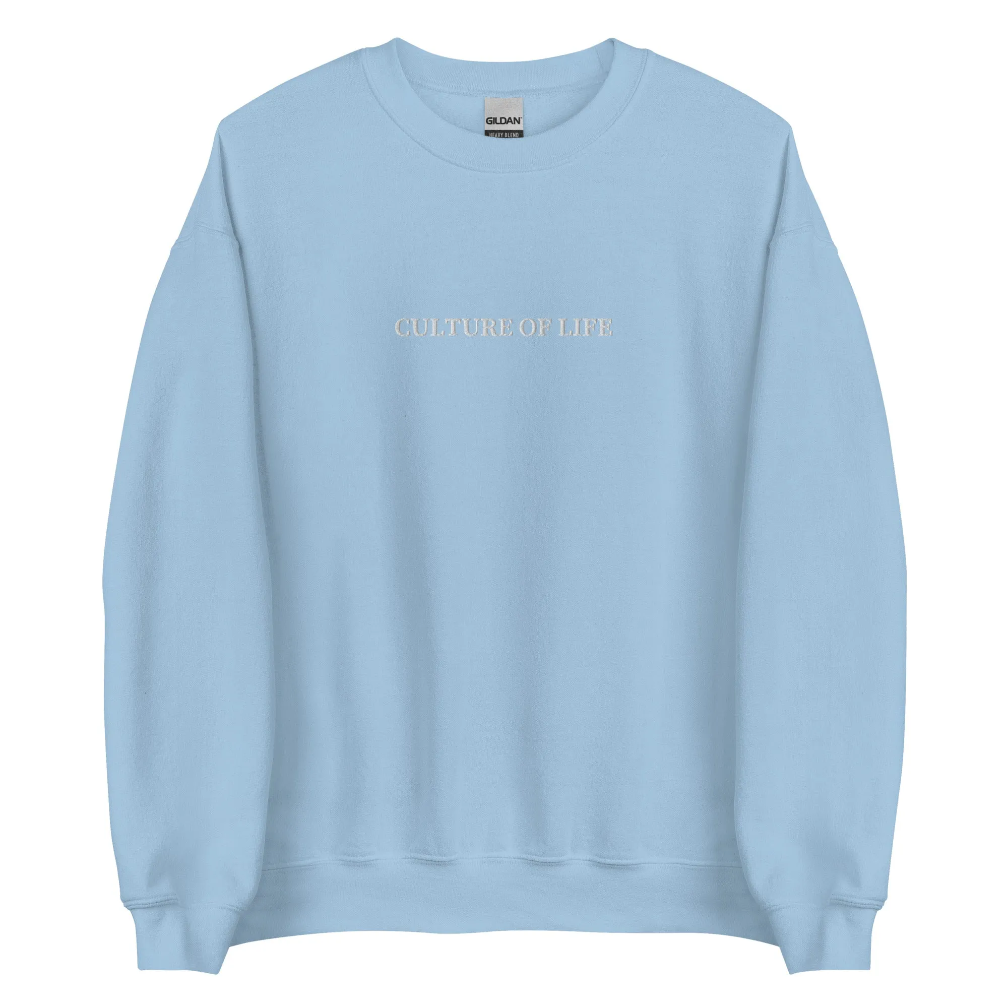 Culture of Life Classic Embroidered Crewneck - White Font