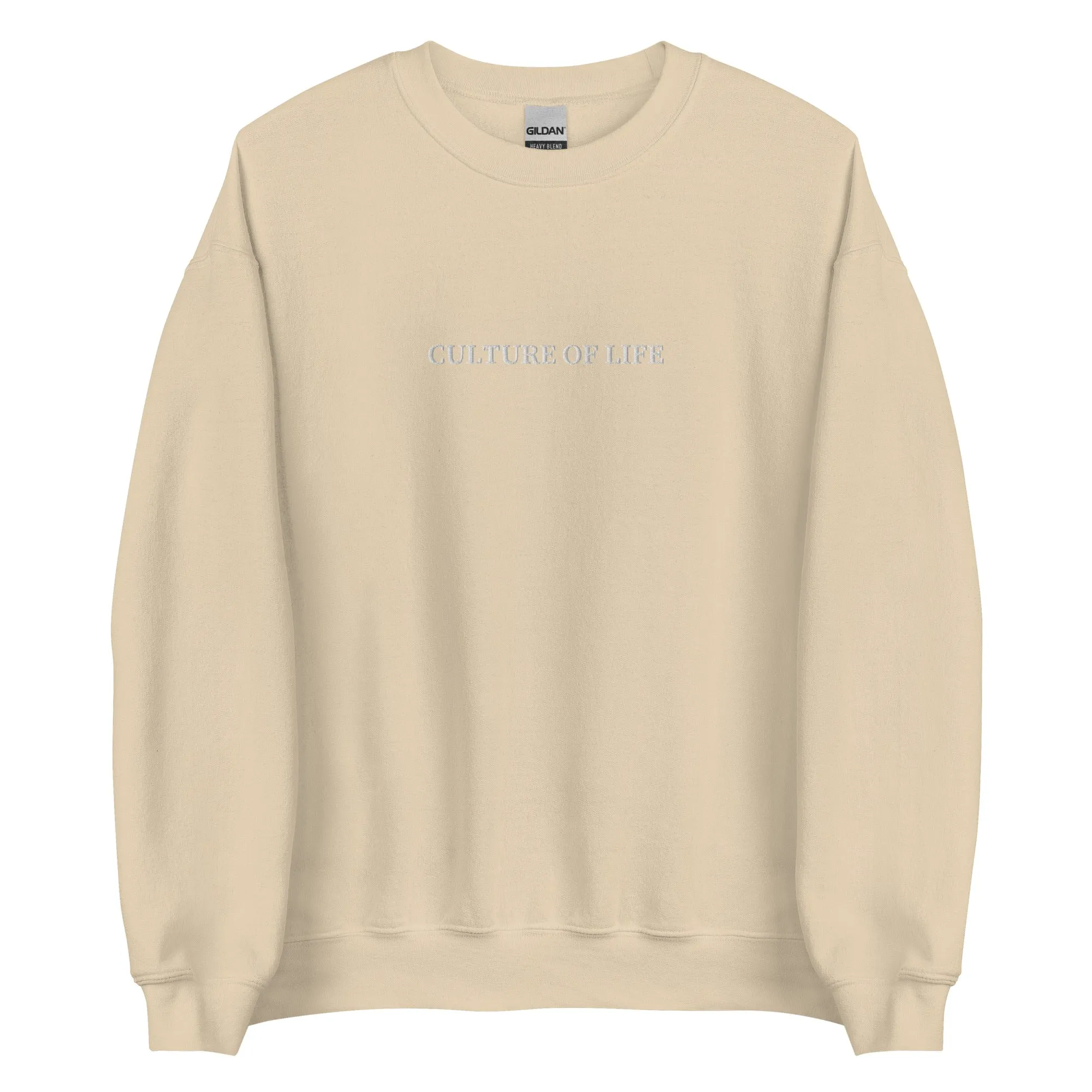 Culture of Life Classic Embroidered Crewneck - White Font
