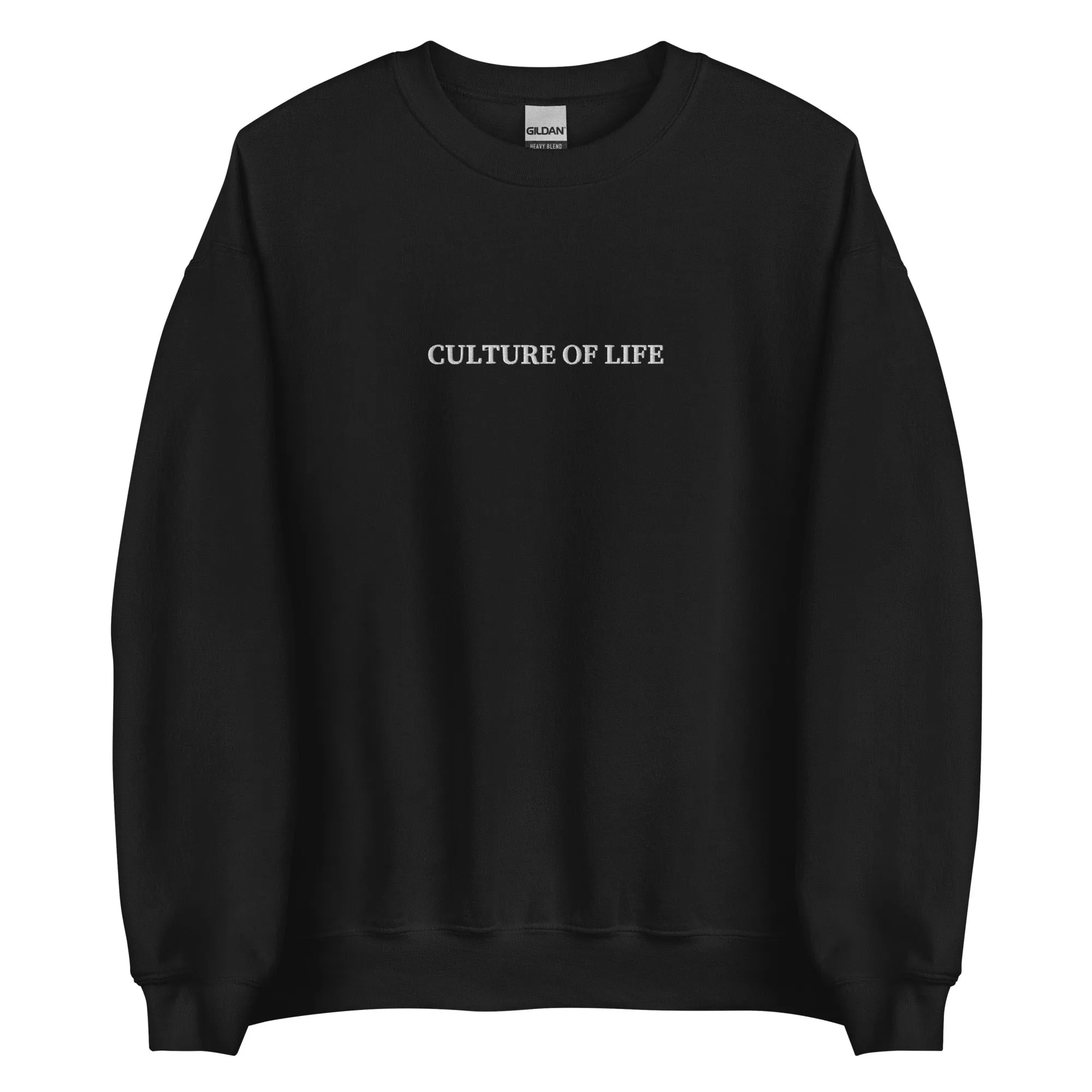 Culture of Life Classic Embroidered Crewneck - White Font