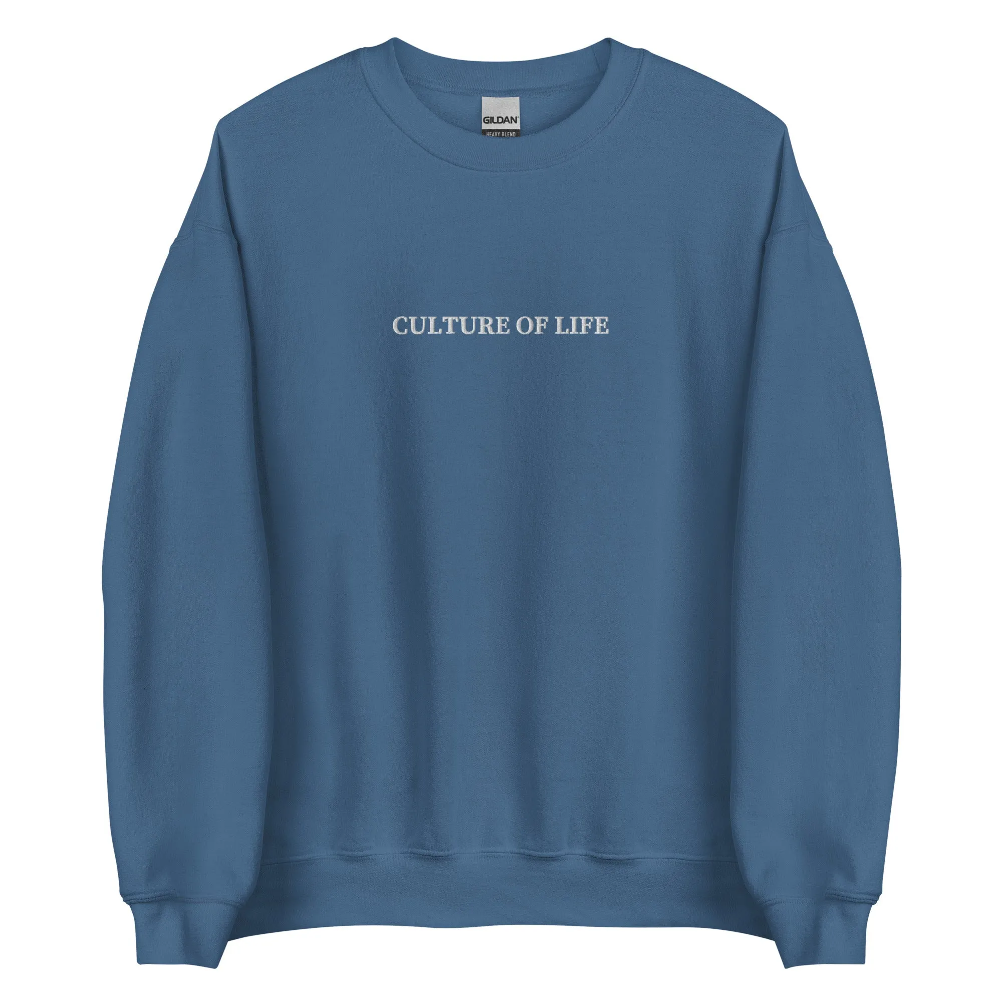 Culture of Life Classic Embroidered Crewneck - White Font