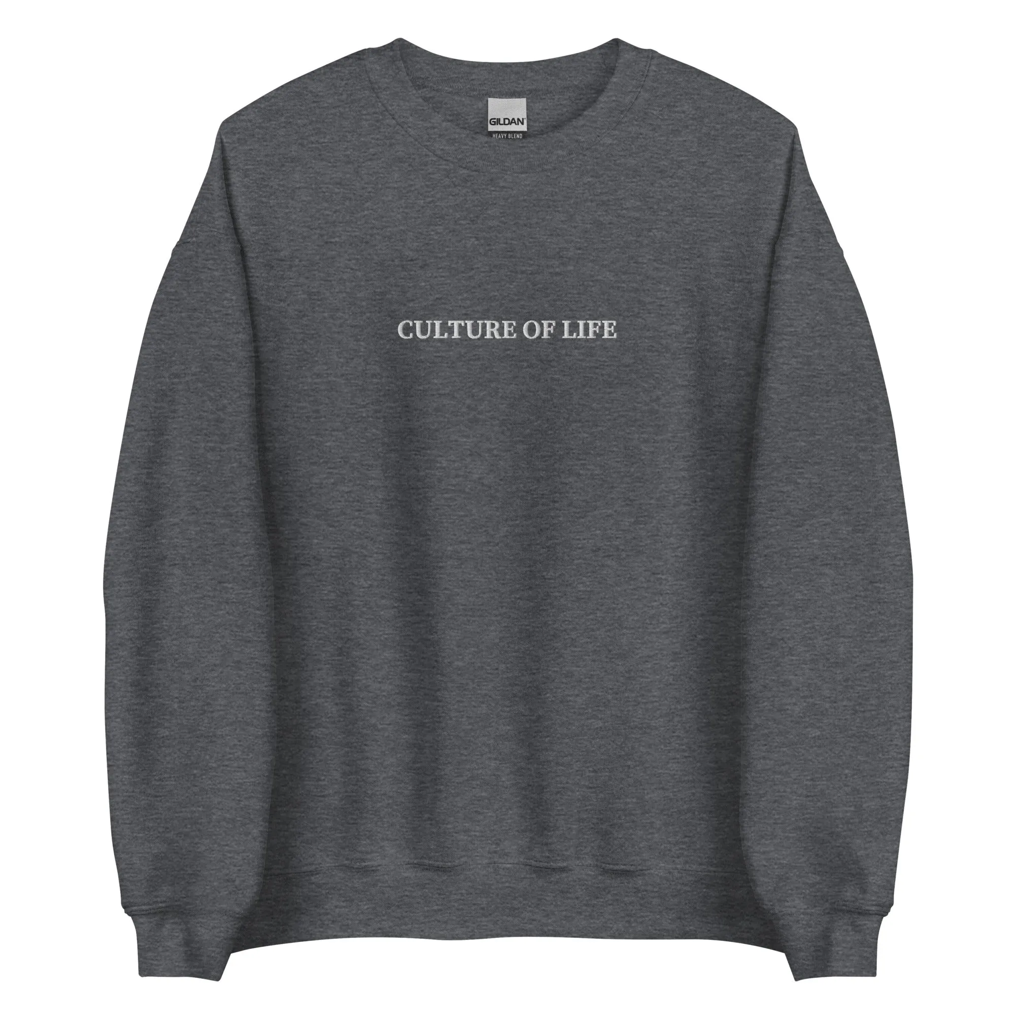 Culture of Life Classic Embroidered Crewneck - White Font
