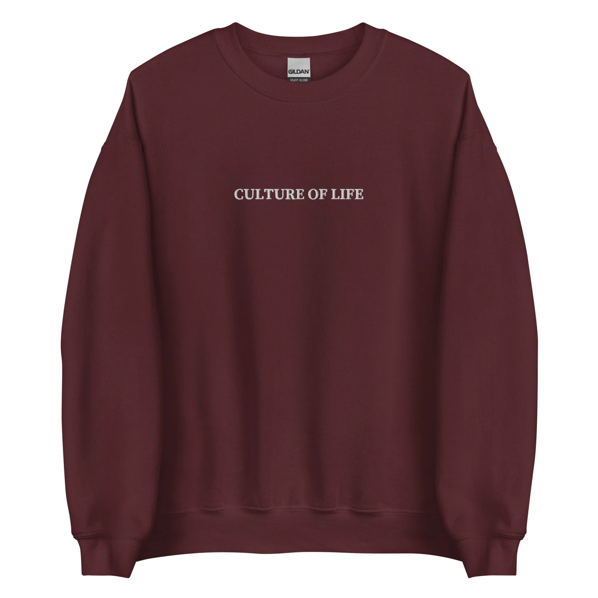 Culture of Life Classic Embroidered Crewneck - White Font