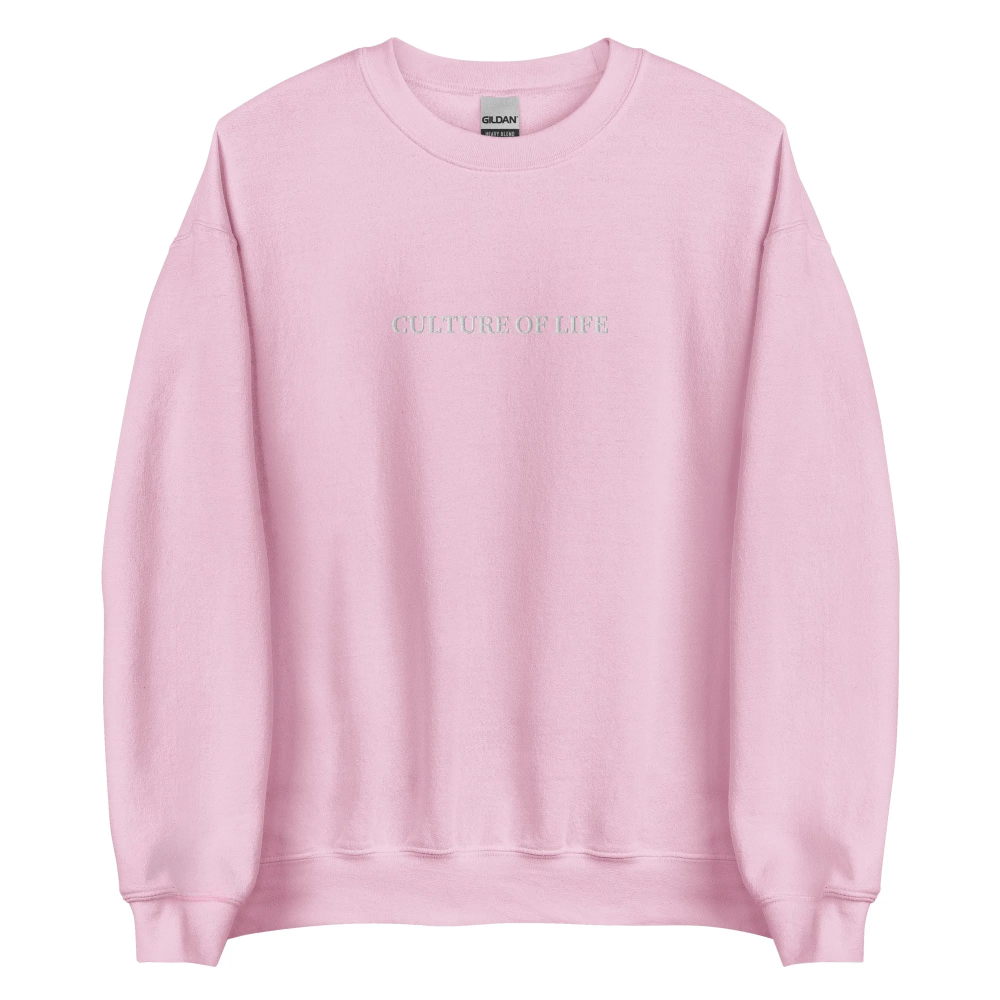 Culture of Life Classic Embroidered Crewneck - White Font