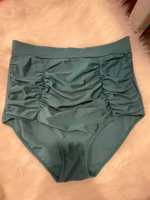 Dana Retro High Waist Swim Bottoms in Green