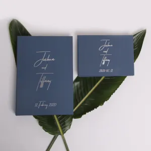 Dark Dusty Blue   Real Silver | Guest Book