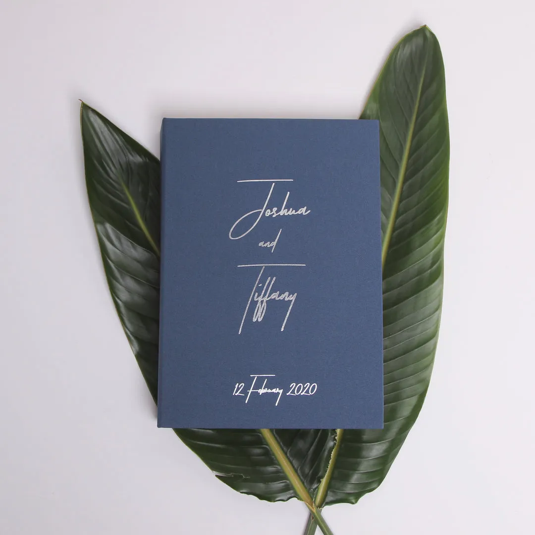 Dark Dusty Blue   Real Silver | Guest Book