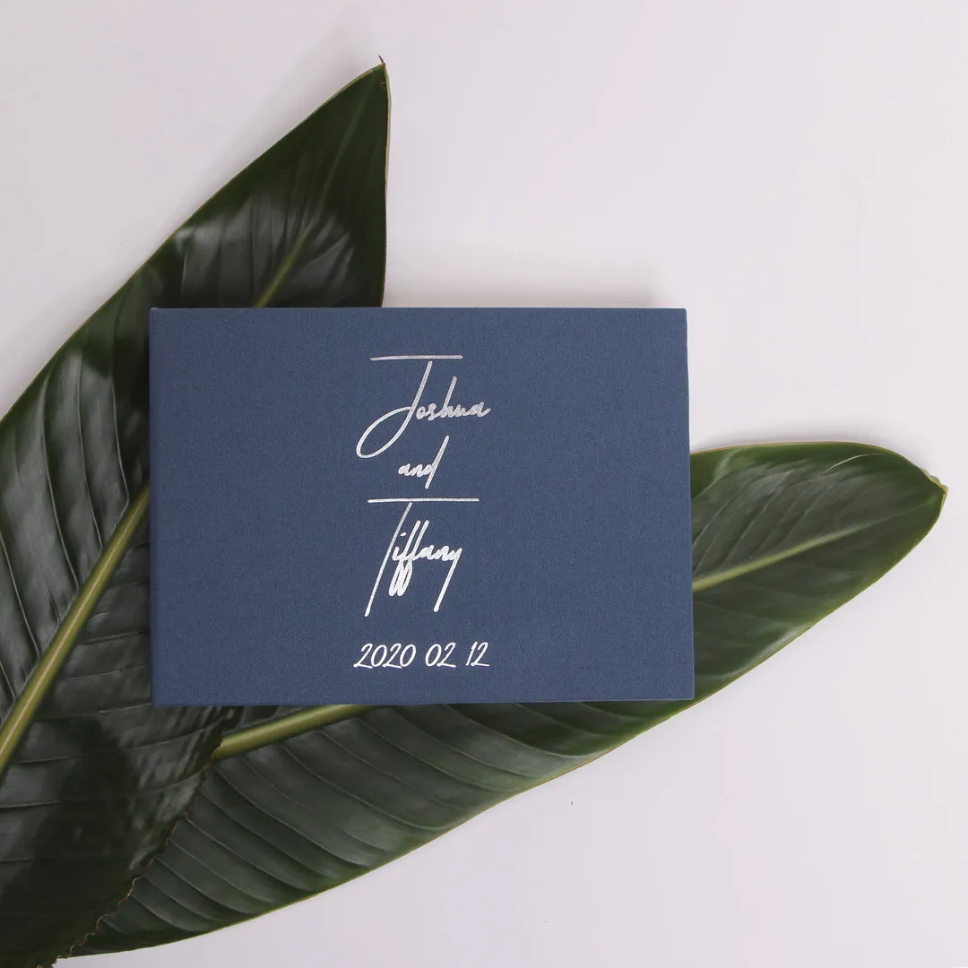 Dark Dusty Blue   Real Silver | Guest Book