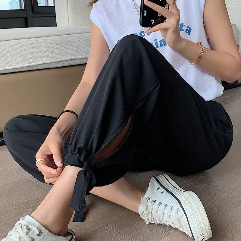Drape Jogger Pants Women Ice Silk Chiffon Lantern Summer Thin Anti Mosquito Adults High Waist Loose Wide Leg Pants