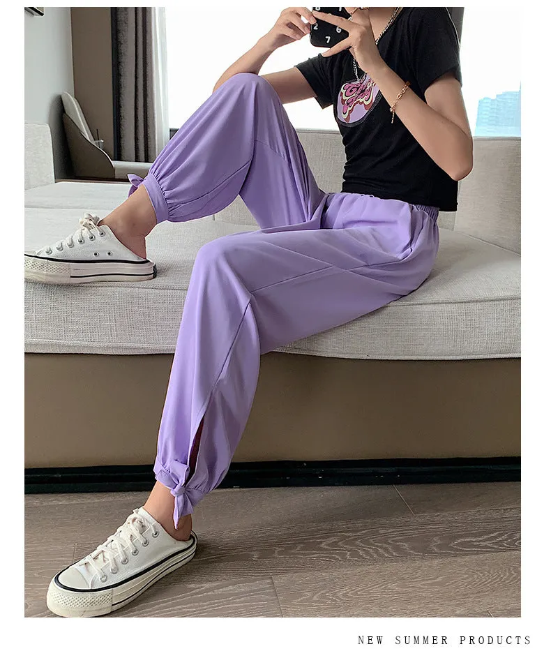 Drape Jogger Pants Women Ice Silk Chiffon Lantern Summer Thin Anti Mosquito Adults High Waist Loose Wide Leg Pants