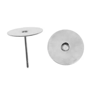 Earring Finding, Posts with 10mm Glue On Pad, Surgical Steel (50 Pairs)
