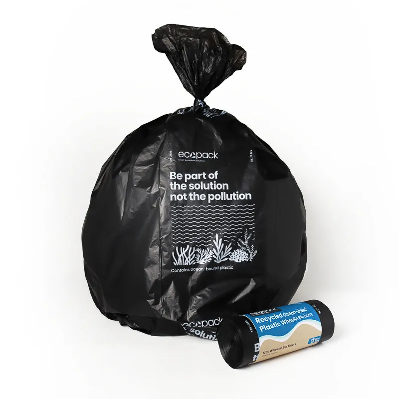 Ecopack 120L XL Recycled Plastic Wheelie Bin Liners (1 Roll/25 Bags)