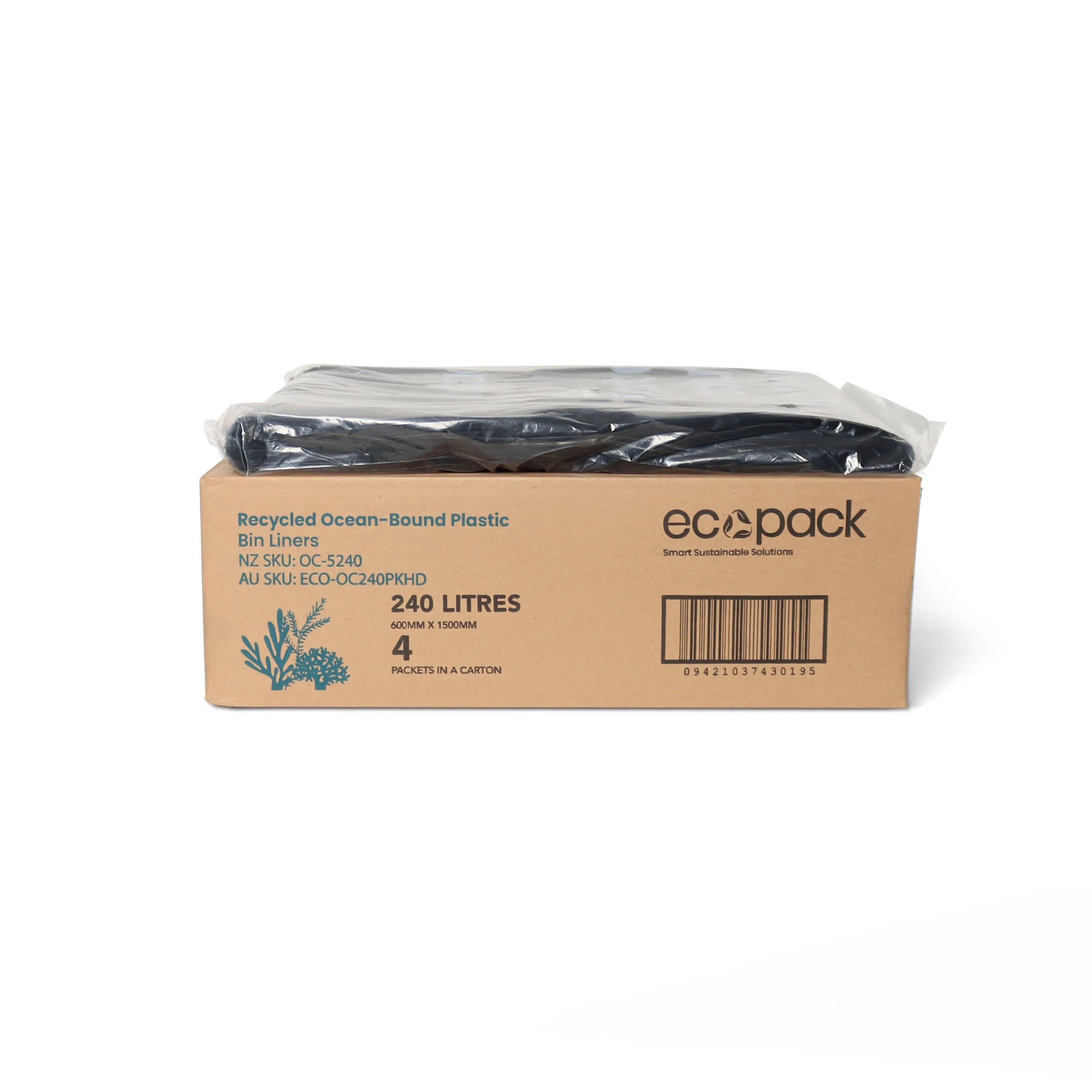 Ecopack 240L XXL Recycled Plastic Wheelie Bin Liners (1 Pack/25 Bags)