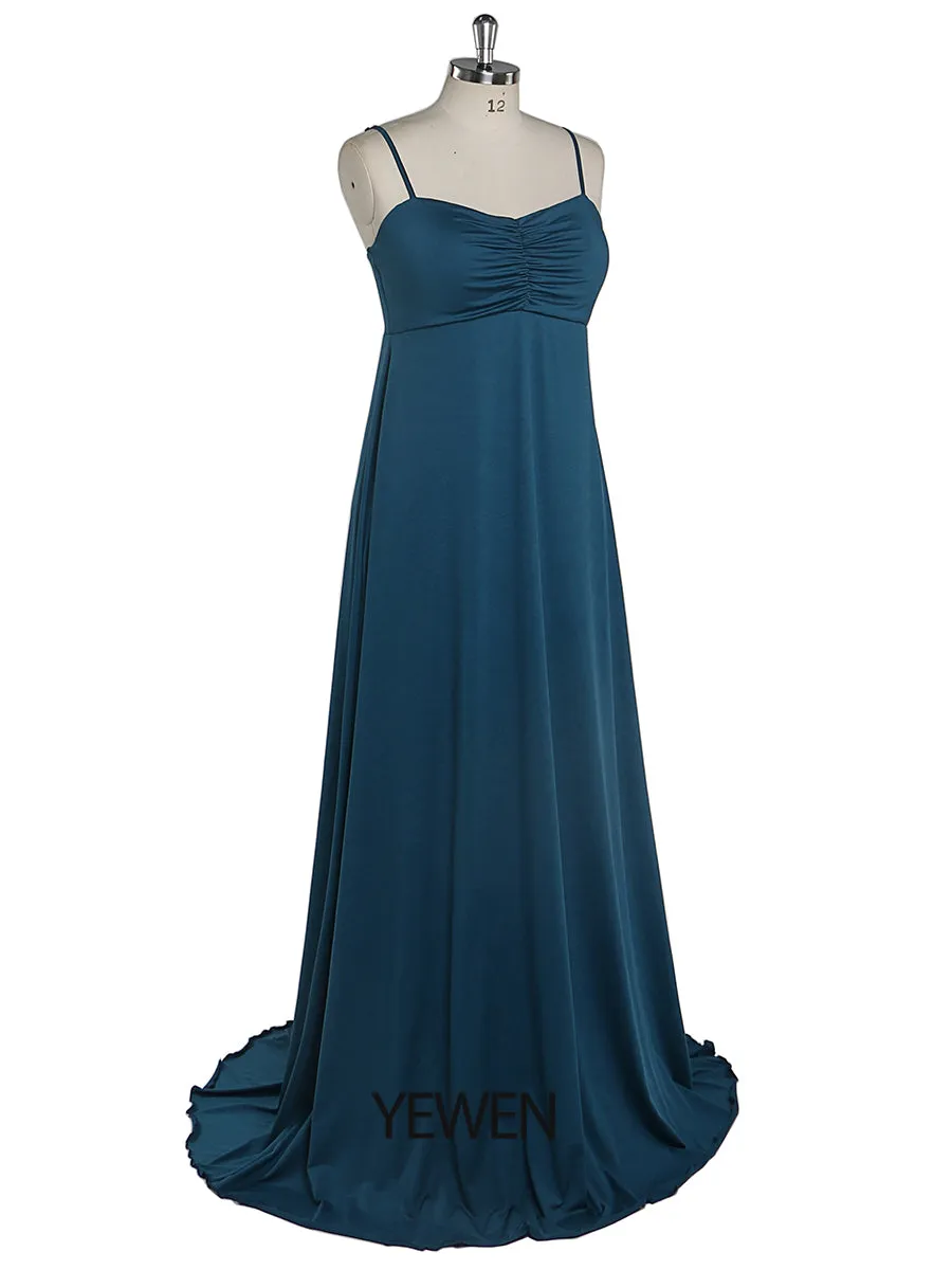 Elegant Women Sling Dress Elastic Fabric Simple Evening Dresses Long Custom Color YEWEN