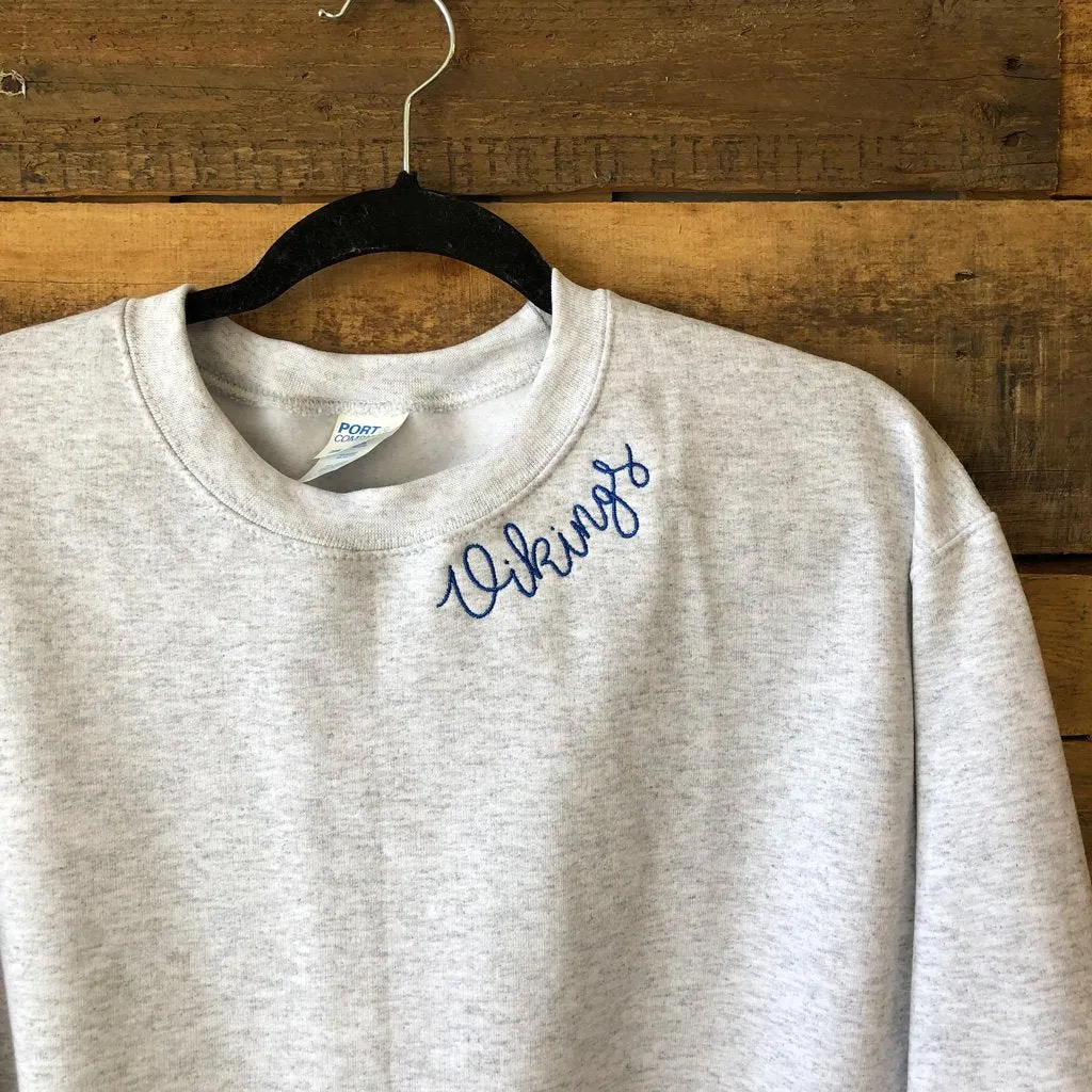 Embroidered Collar Youth Crewneck Sweatshirt