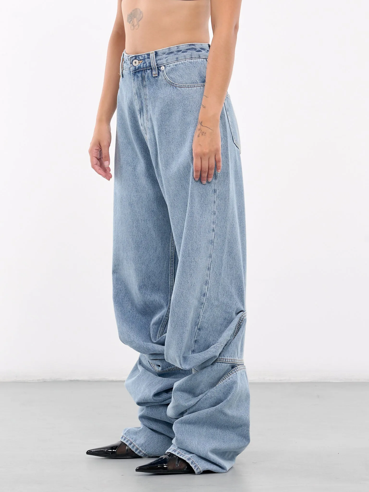 Evergreen Draped Cuff Jeans (207PA014-D22-EVERGREEN-ICE-BLU)