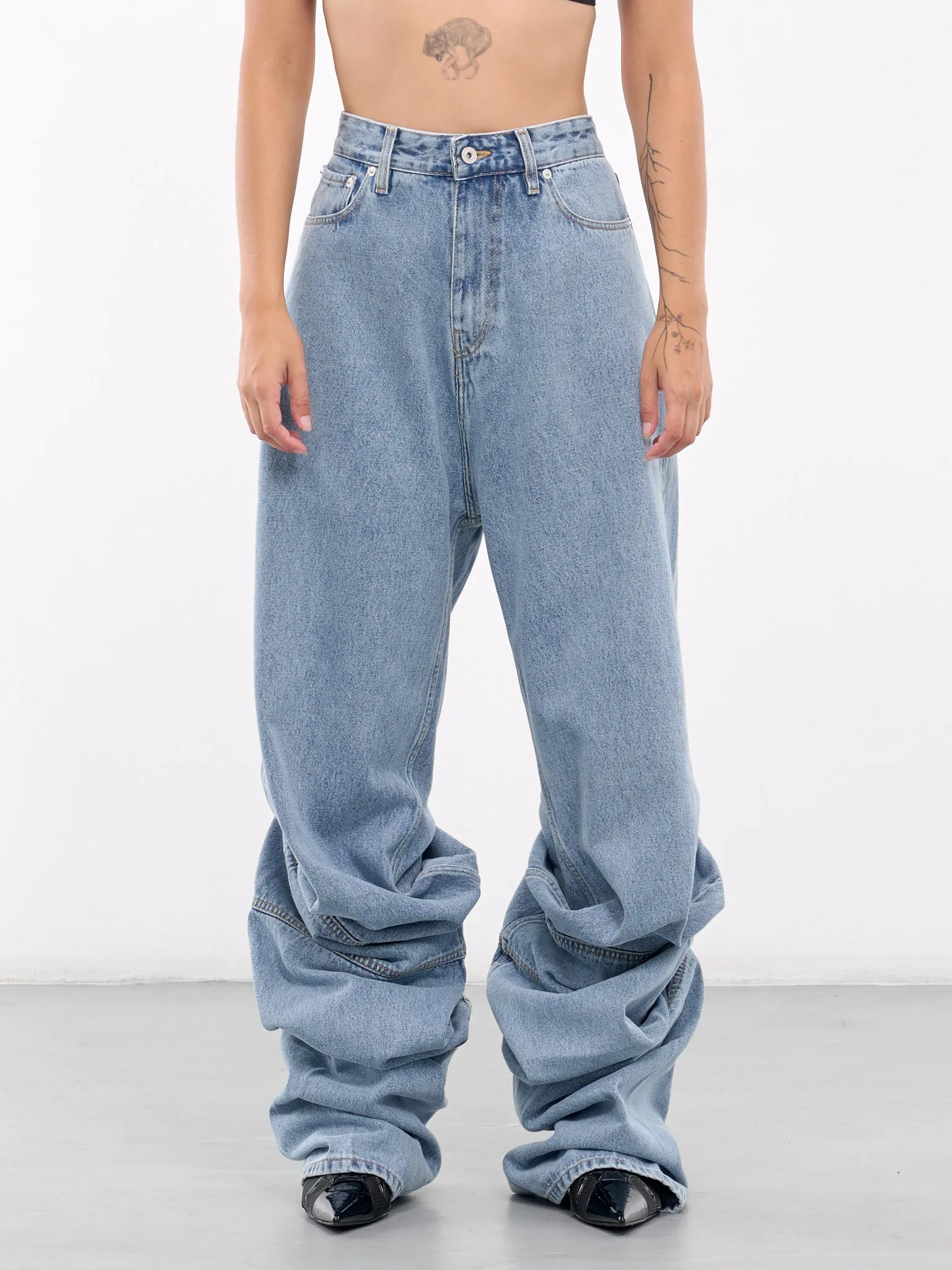 Evergreen Draped Cuff Jeans (207PA014-D22-EVERGREEN-ICE-BLU)