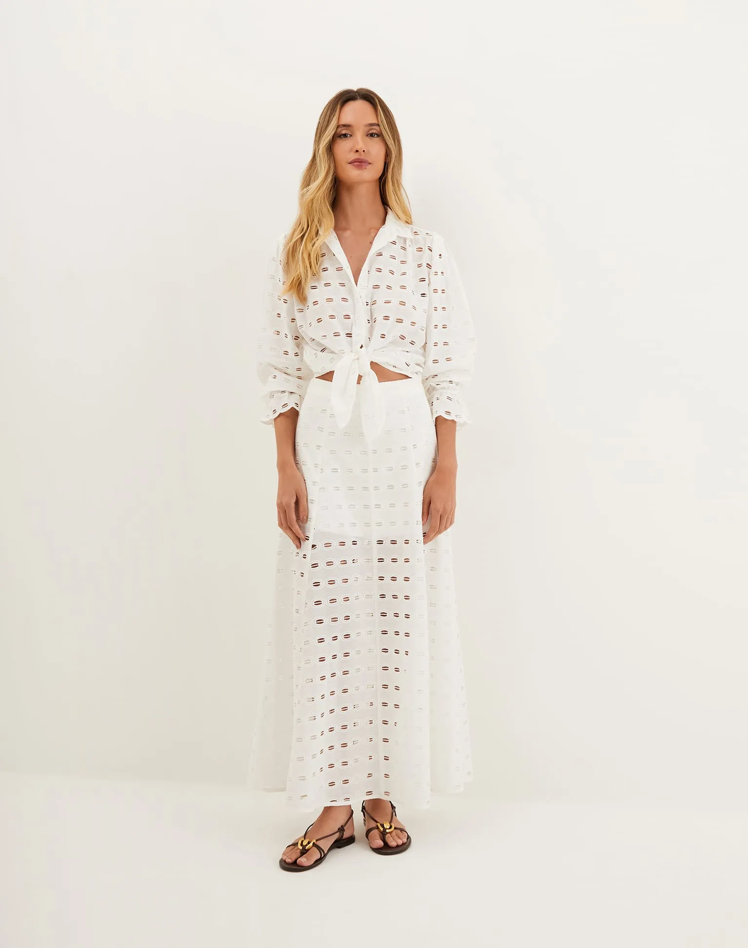 Eyelet Bea Maxi Skirt - Off White