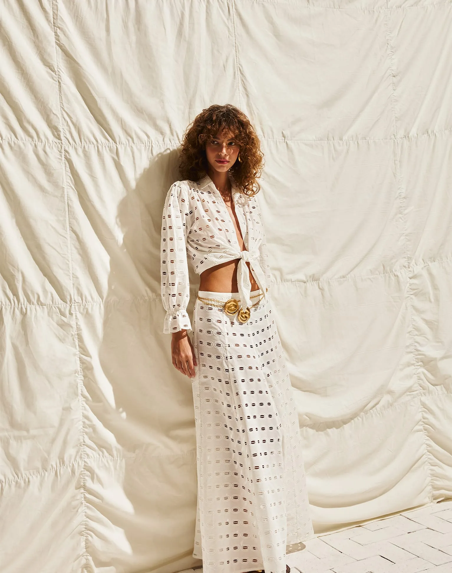 Eyelet Bea Maxi Skirt - Off White