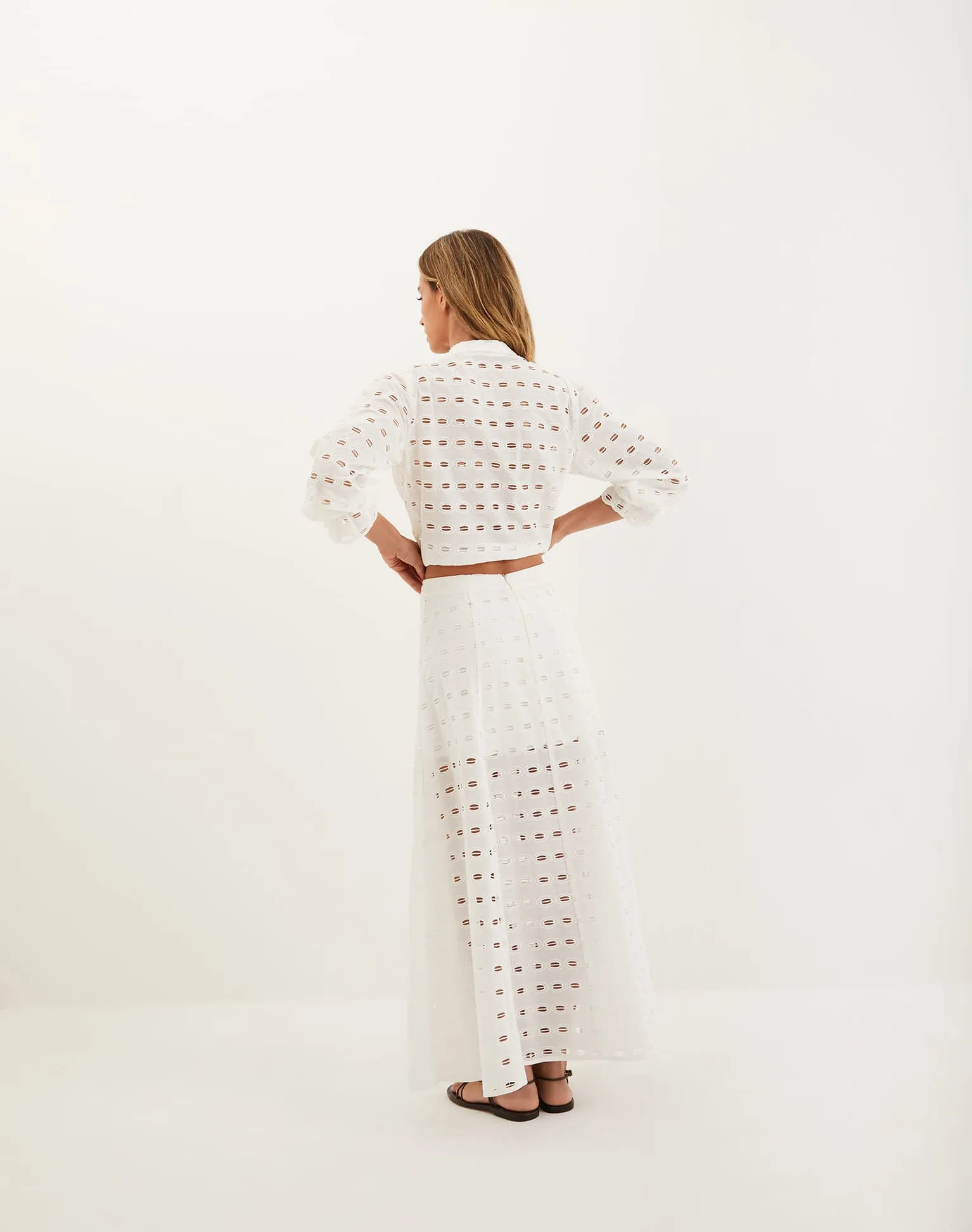 Eyelet Bea Maxi Skirt - Off White