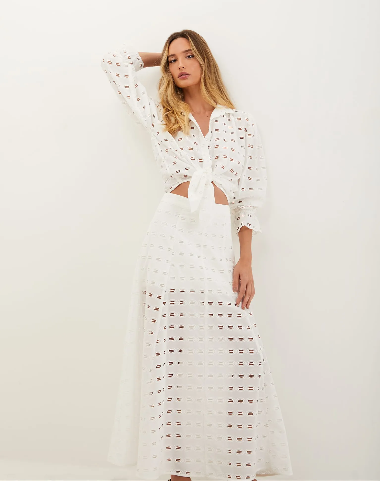 Eyelet Bea Maxi Skirt - Off White