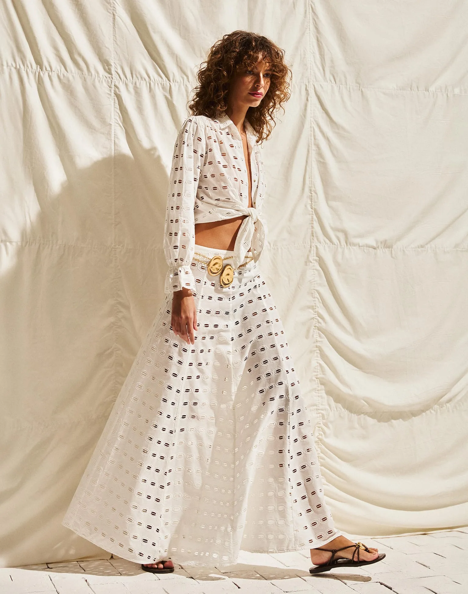 Eyelet Bea Maxi Skirt - Off White